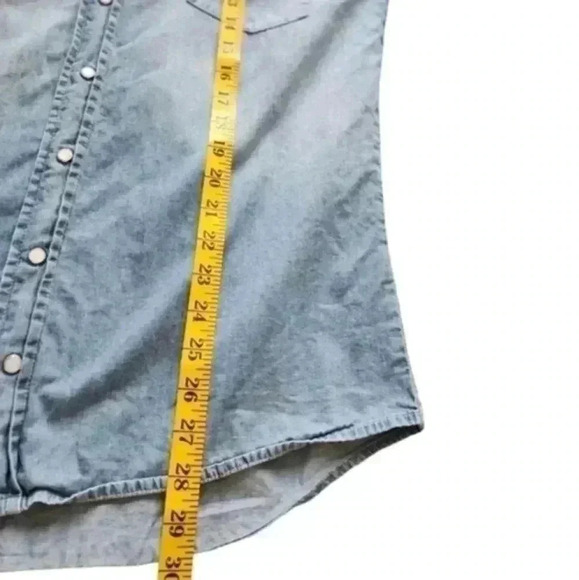 ABLE April Shirt Chambray 100% Cotton Oversized Western Pearl Snap Up size Small - Picture 12 of 12